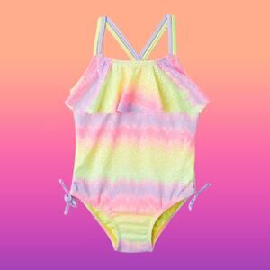 Toddler 12 Month Colorful Crochet Style with Ruffle Design Swimsuit